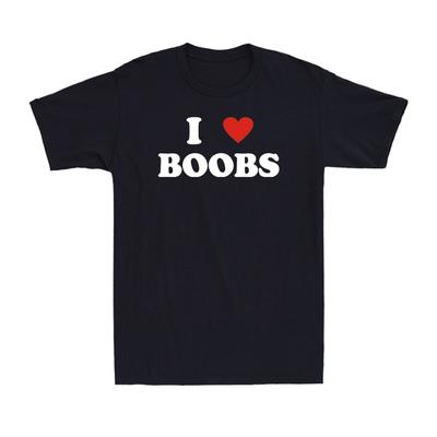 I Love Boobs I Red Heart Boobs Funny Adult Sarcastic Joke Quotes Men's T-Shirt Unisex T-Shirt