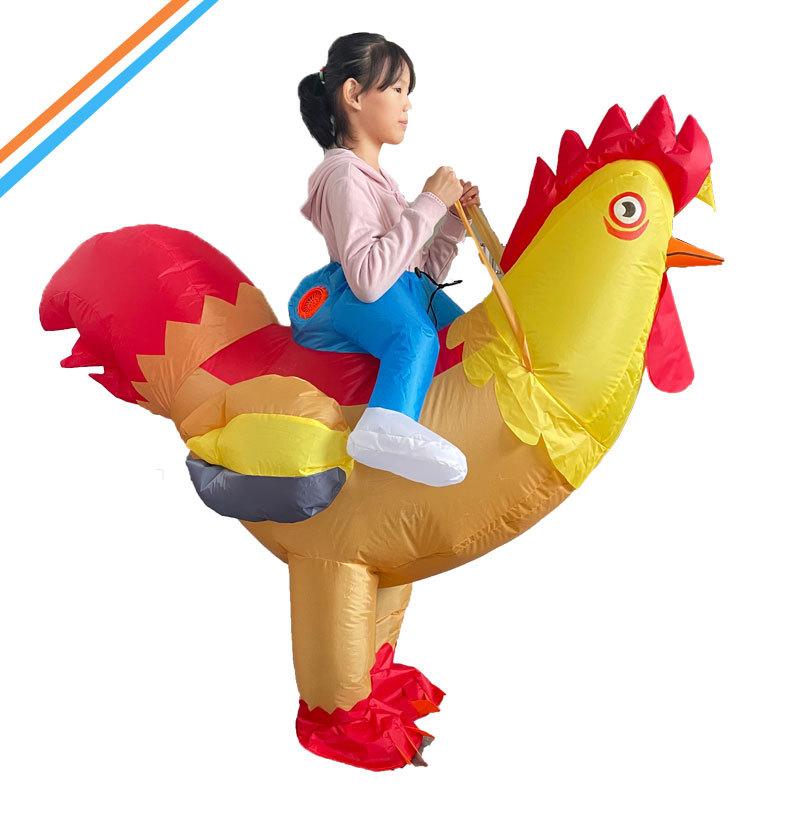 

Хэллоуин Трансграничный мультфильм Велосипедная кукла Костюм для выступления Реквизит для вечеринки Фестивальное представление Красочный петух Надувная одежда 80-120CM