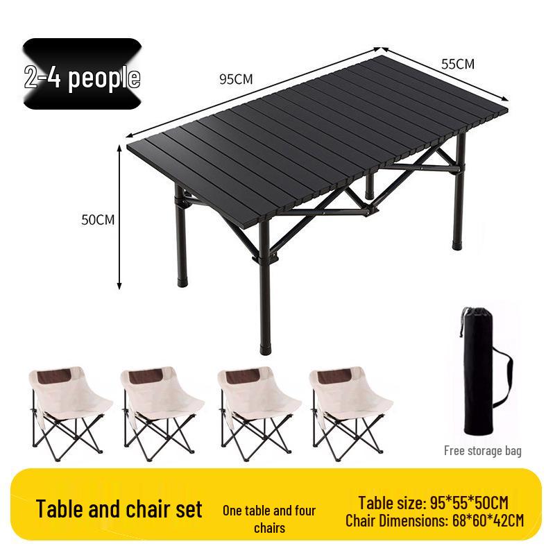 Portable Folding Chair and Table Set for Camping, Fishing, Dining, Street Vendors, Barbecue, and Outdoor Self-Driving Tours.