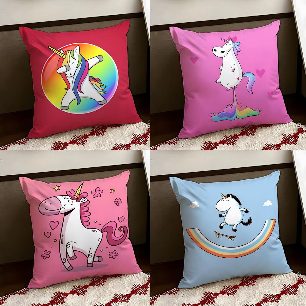 Glittering Magical Unicorn Cushion Cover Reversible Soft Durable Pillow Cover Home Car MultiScene Use for Daily Comfort