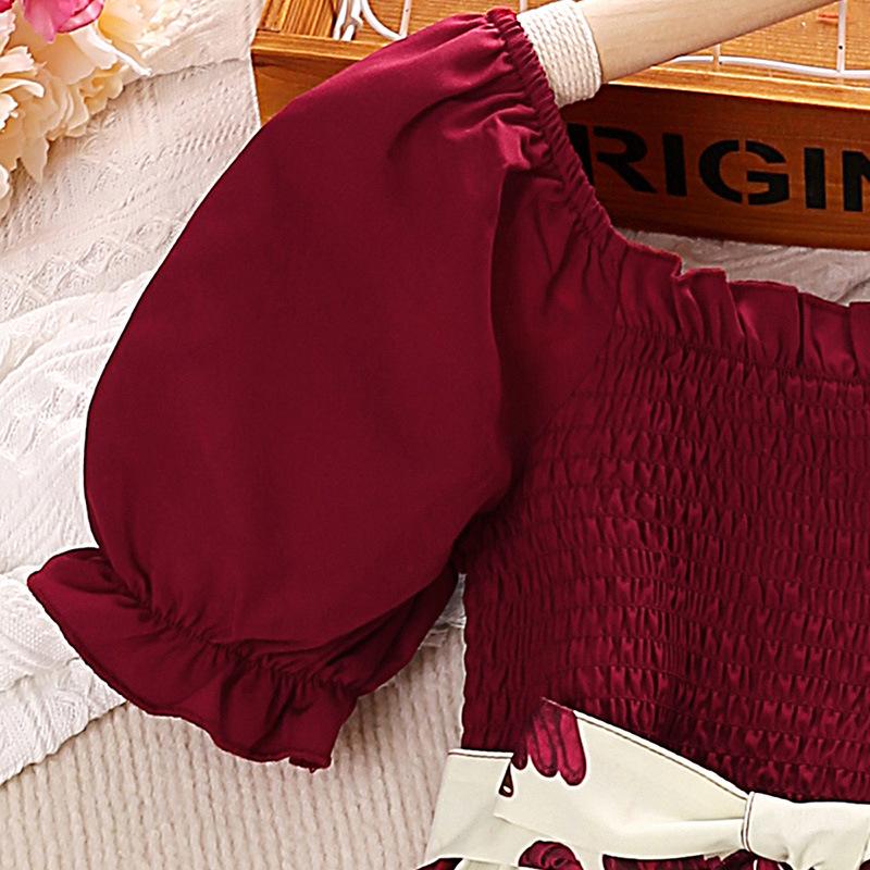 2023 Girls Dress Summer Children's Dress Short Sleeve Printed Princess Dress