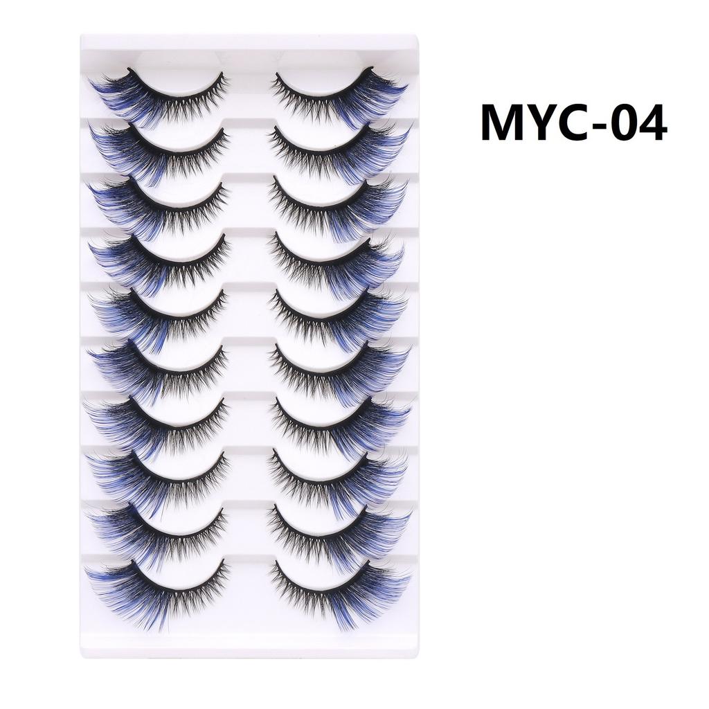 10 Pairs False Eyelashes, Colored Cat Eye Lashes with Black Band, Dramatic Volume Lashes for Party