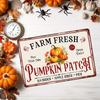 Farm Fresh Pumpkin Autumn Patch Vintage Metal Tin Sign - Rustic Halloween Decor for Home Kitchen Bar Farmhouse