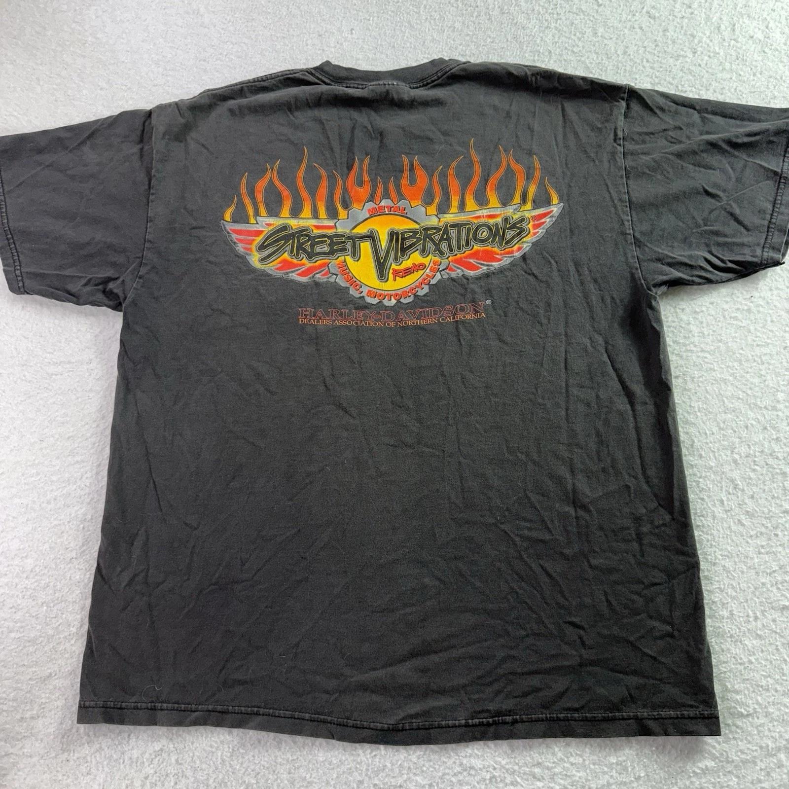 

VINTAGE 90s Street Vibrations Harley Davidson Flame T-Shirt L Motorcycle Reno 4XL