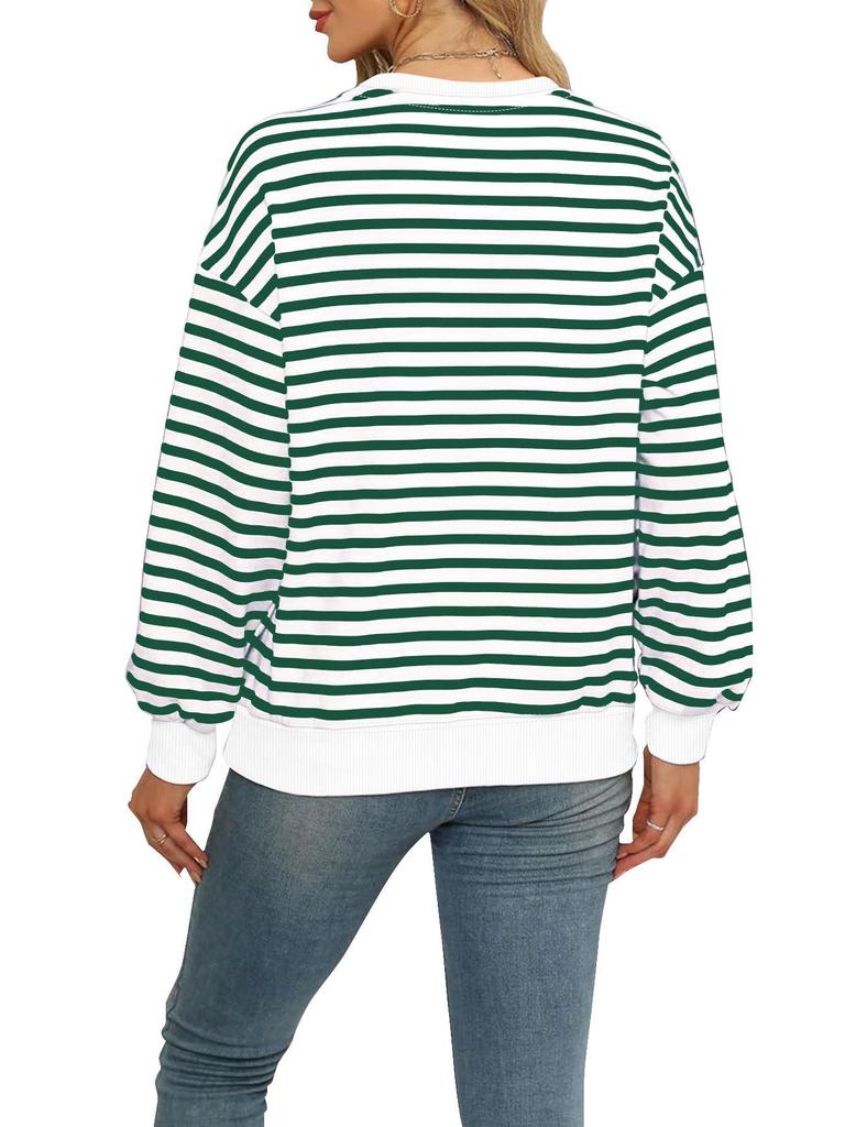New Striped Christmas Style Women's Long Sleeve European/American Loose Hoodie