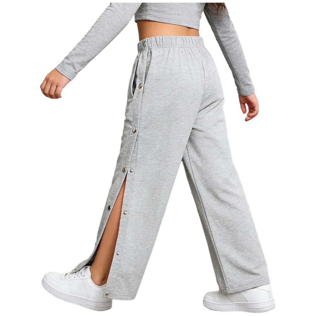 Pantaloni della tuta unisex per bambini con bisogni speciali, abbigliamento adattivo, con bottoni a pressione laterali a strappo