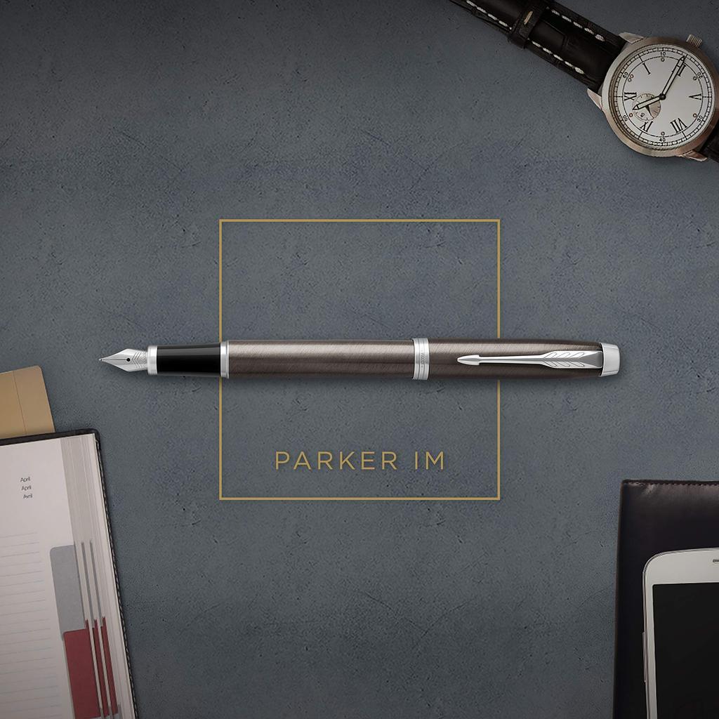 Parker IM Dark Espresso CT Fountain Fine Gift Officially Product Number 1975603 Pen, Nib, Boxed, Imported,