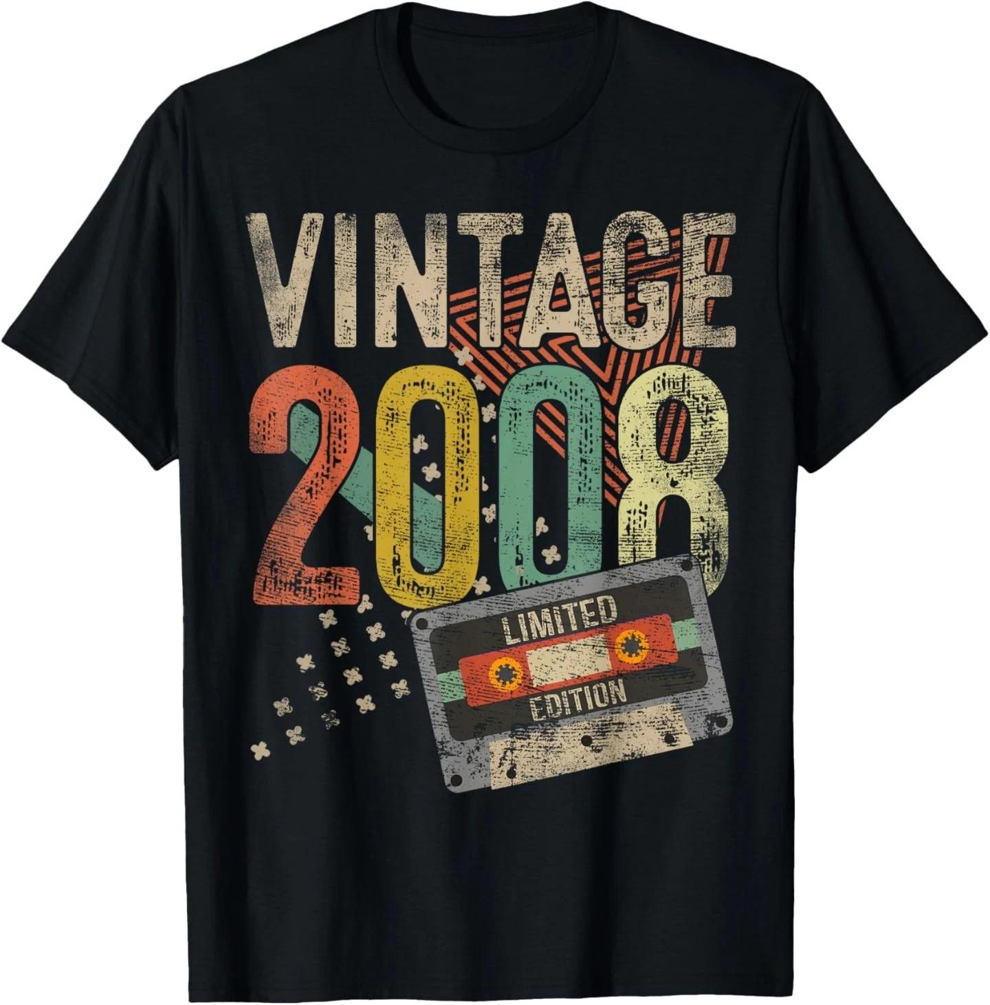 Vintage 2008 Tape 18th Birthday Gift Men Women 18 Year Old T-Shirt S