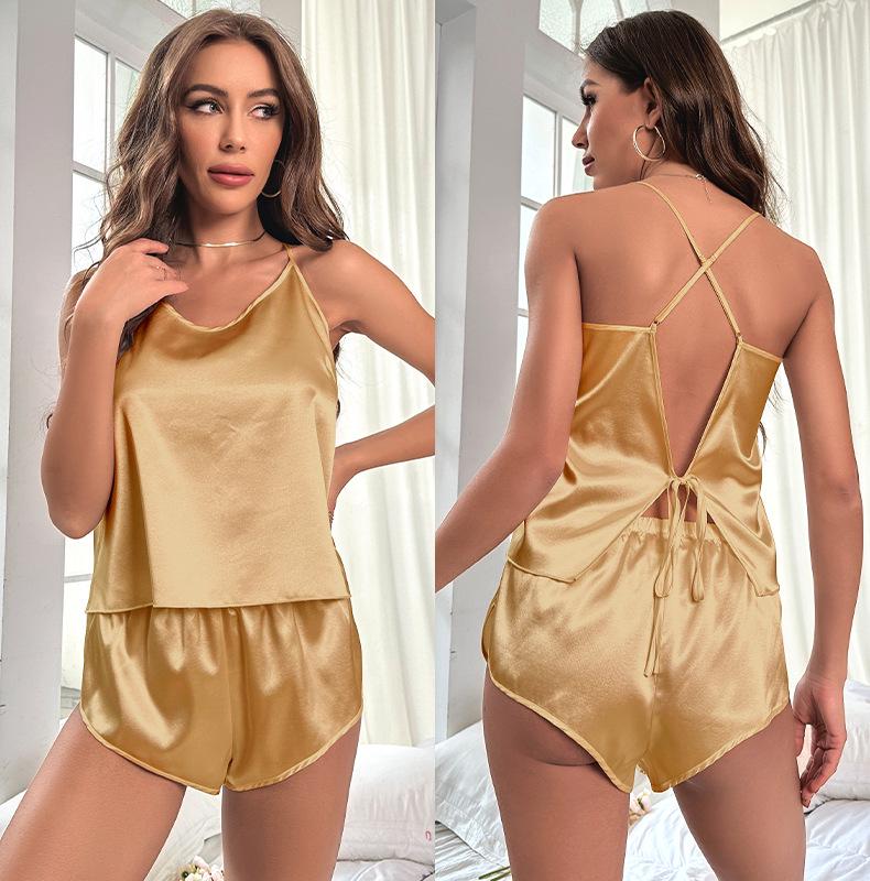 Ice Silk Women's Pajamas: Sexy Spring/Summer Camisole & Shorts Set