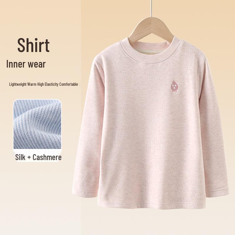 Boys' and Girls' Long-Sleeve Warm Base Layer T-Shirt for Autumn and Winter - Available for Middle and Big Kids.