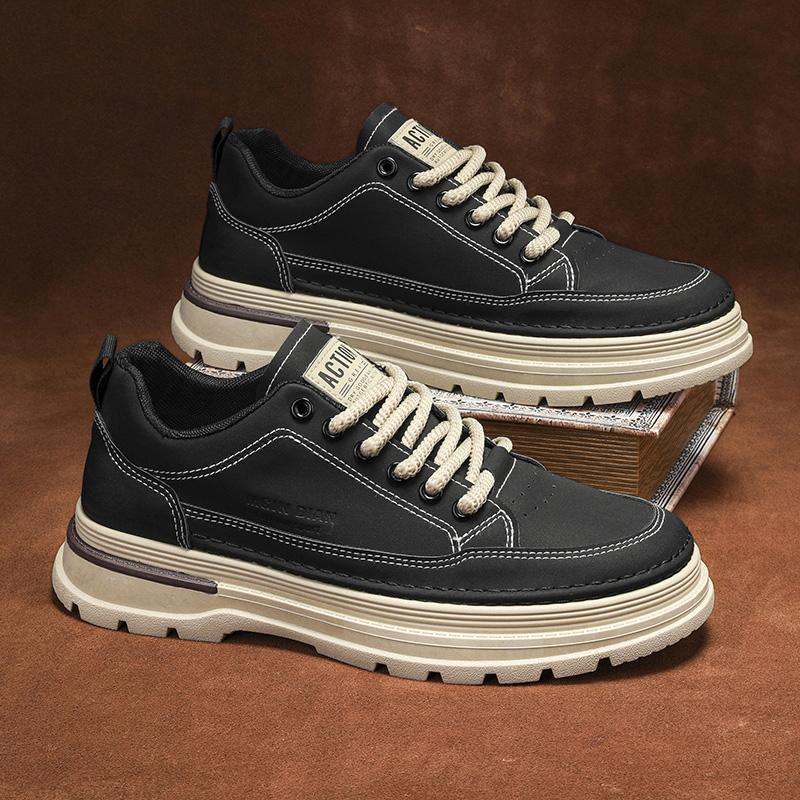 Pantofi pentru bărbați Pantofi sport noi pentru bărbați Toamnă cu talpă groasă Modă de lux Piele casual Îmbrăcăminte de lucru Pantofi sport Pantofi de motocicletă