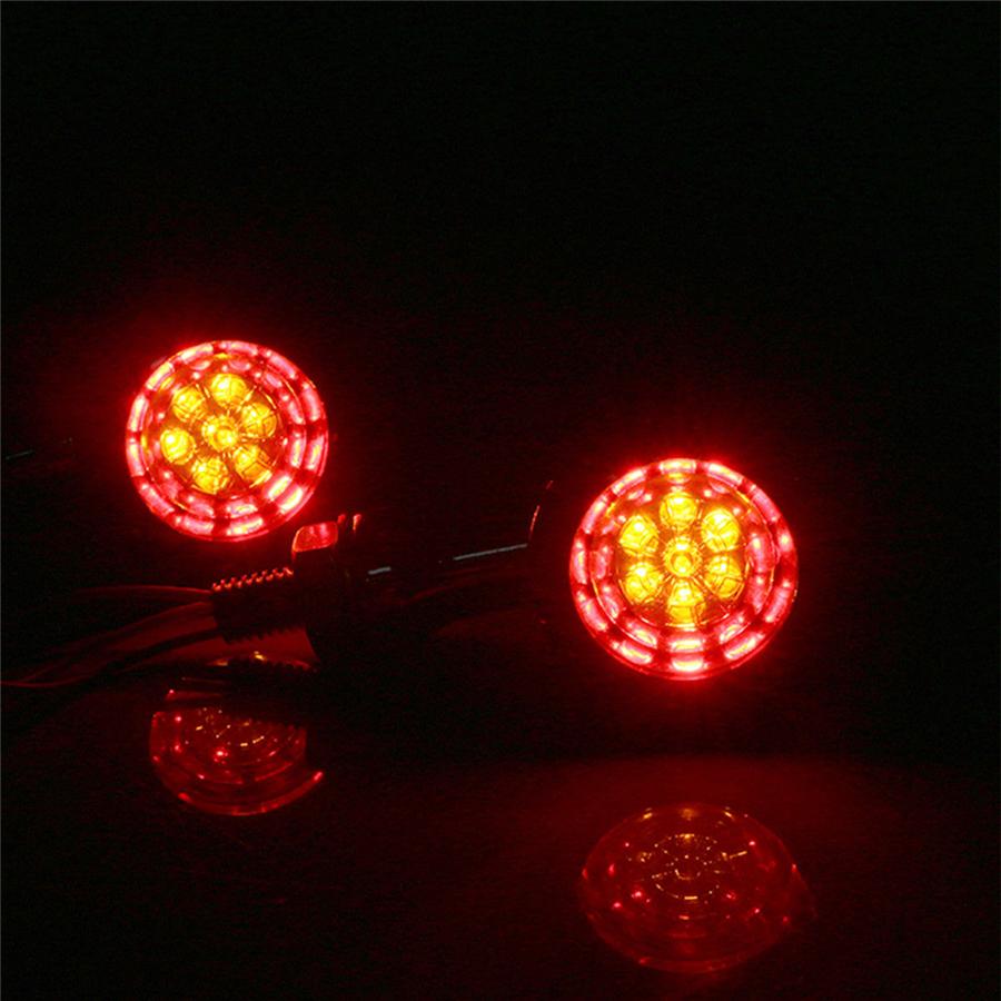 1Pair Universal Motorcycle Red Yellow LED Brake DRL Turn Signal Tail Light