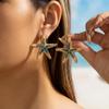 European and American Summer Ocean Wind Starfish Earrings Beach Vacation Exaggerated Earrings Alloy Diamond-encrusted Shell Earrings Women's Models
