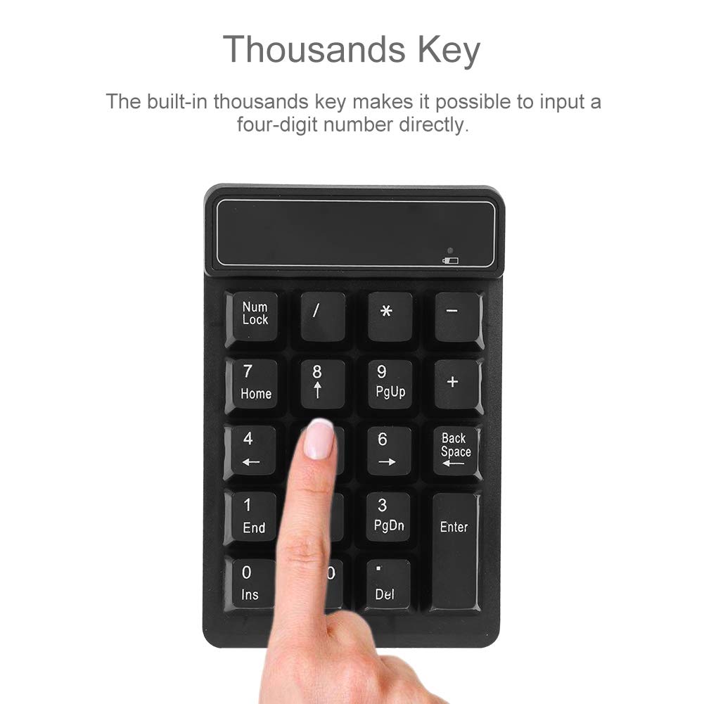 Richer-R Numeric Keypad, 2.4GHz Wireless Digital Number Keyboard, Bluetooth 19-Key Wireless Keyboard, Mini Keyboard, USB Numeric Keypad for Touch