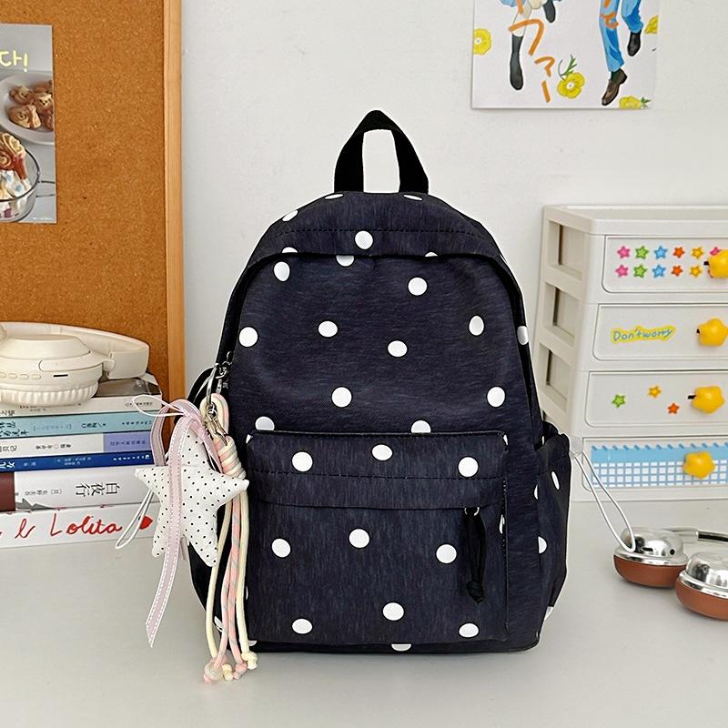 Schoolbag Cherry Blossom Pink Polka Dot School Bag Girls Junior High School Ins Niche High Value High School Student Backpack Large Capacity Fashion