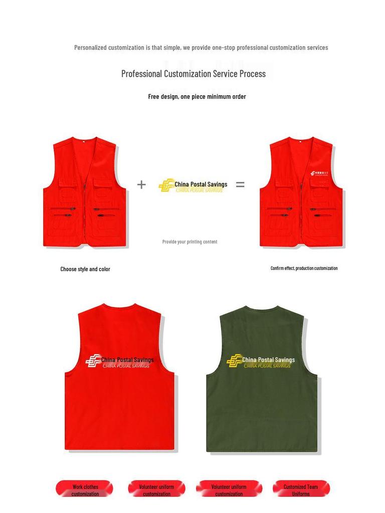 Custom Logo Multi-Pocket Volunteer Vest for Photography and Film Crew.