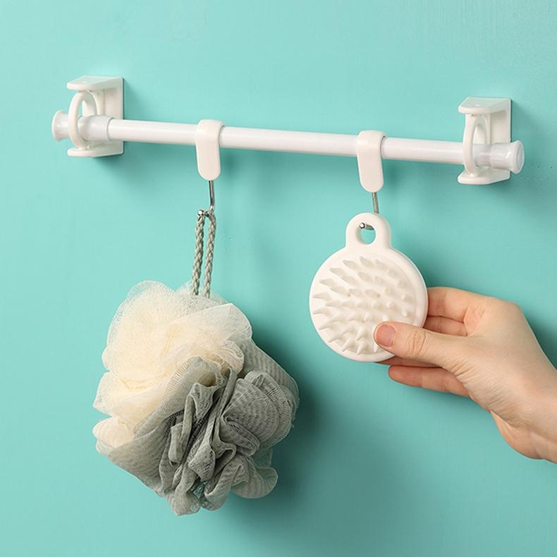 2 Pcs Rotatable Ring Hanging Punch-free Shower Curtain Rail Fixed Bracket Holder
