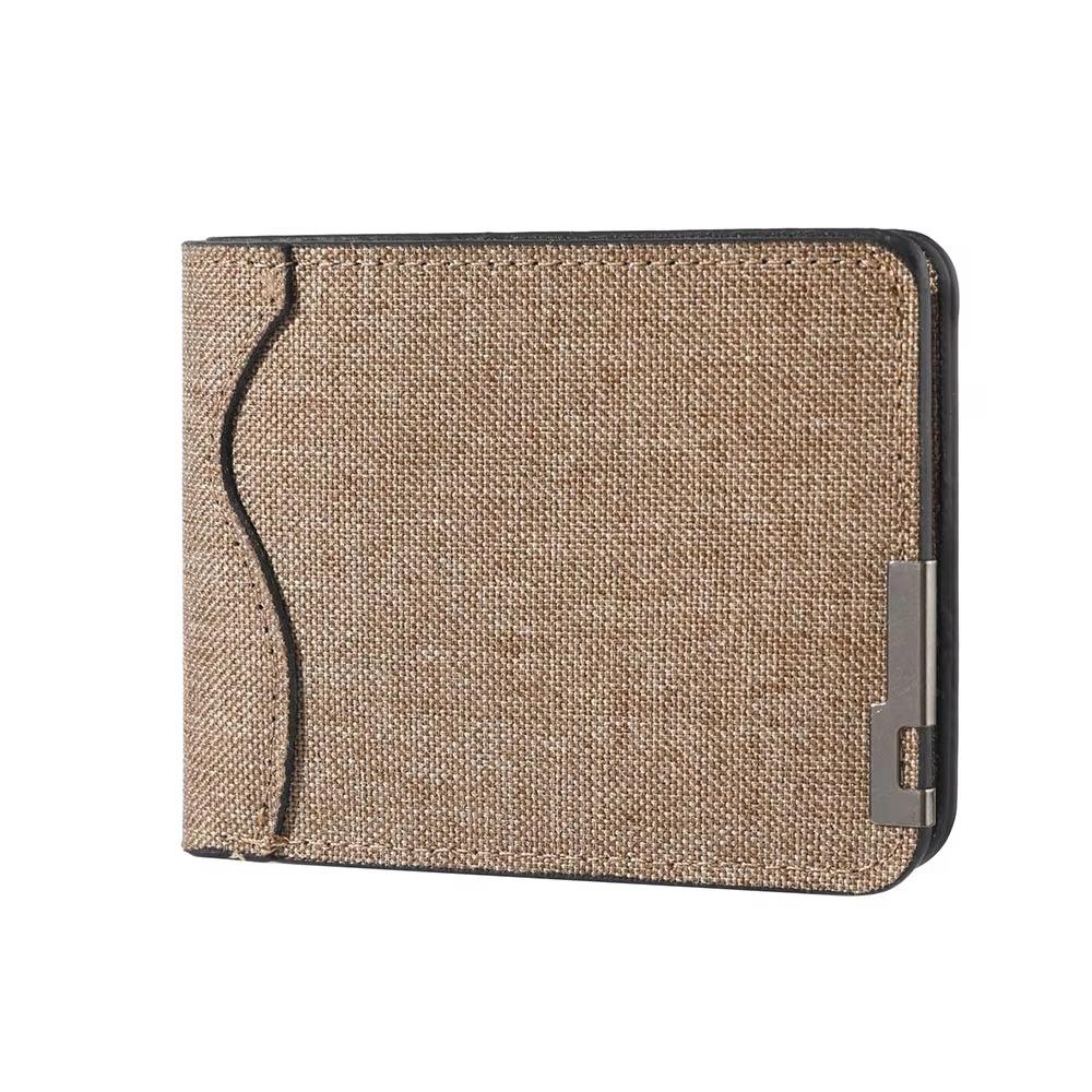 Retro Canvas Short Wallet Compact Solid Color Men s Slim Fit Wallet Lightweight Metal Decoration Ultra Thin Wallet Daily Use хаки