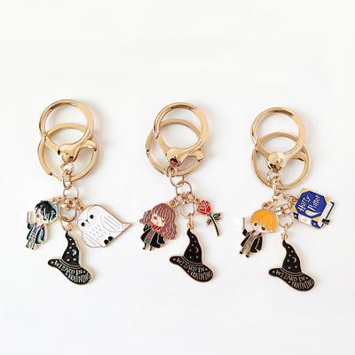 3PCS Couple Keychain Magic Business School Hermione Ron Alloy Pendant Creative Bag Gift
