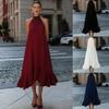 New Style Collared Ruffle Midi A-Line Dress with Voluminous Skirt