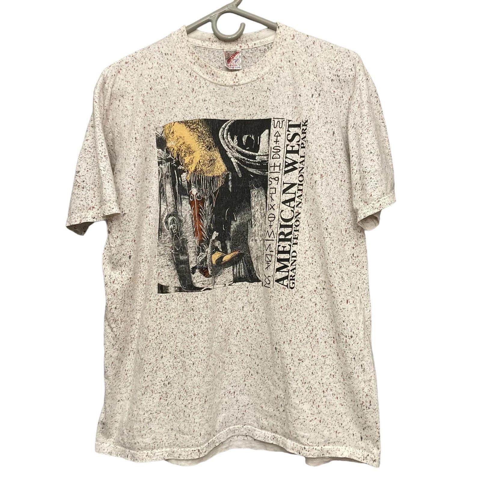 

VTG Grand Teton National Park American West Splatter T-shirt L Jerzees USA Made XL