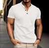 Camisa polo lisa de verano para hombre, manga corta, cuello en V, botones, camiseta casual de corte holgado