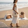 Metallschnalle Strohgewebte Umhängetasche Elegante Weidenrattan Handtasche Boho Crossbody Tasche Damen