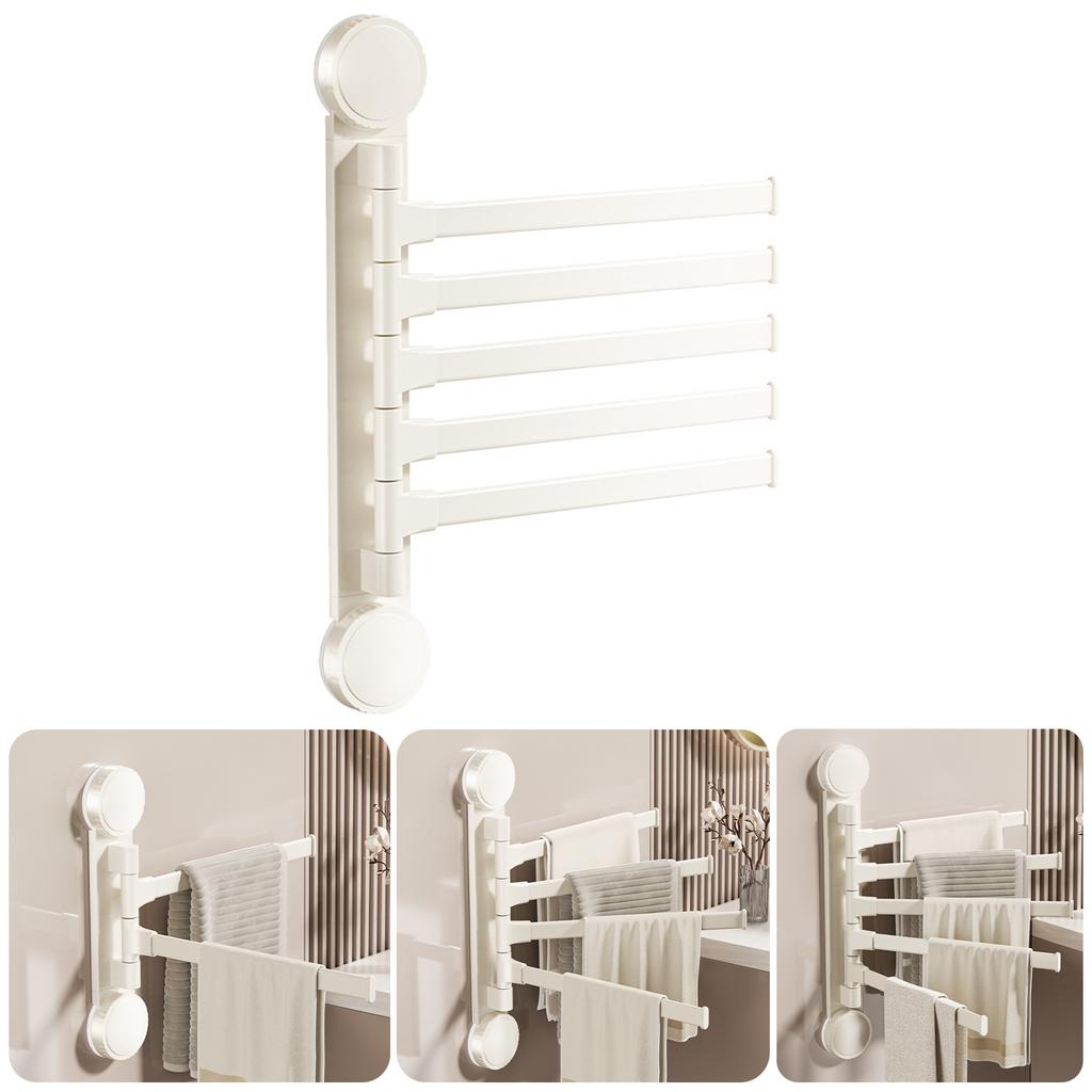 Easy Installion Suction Towel Rack Double Rod Rotates Home Accessory for Renters and Without Damaging to Most Wall