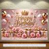 2D, 1 Piece, for the Pink Birthday Celebration Event, Made of Polyester, Suitable for Party Decorations and Birthday Decorations