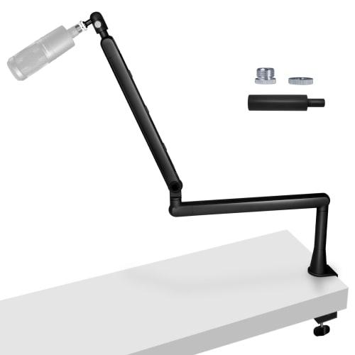 

Boom Arm Microphone Stand for Condenser Microphones, 3/8 and 5/8 Angles, 360-Degree Rotation, Metal Construction, 1.5kg Weight Capacity, Cable Manag