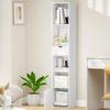Bookcase Bookshelf, Drawer, Cupboard, Open Compartments, 30 x 24 x 158 cm, White