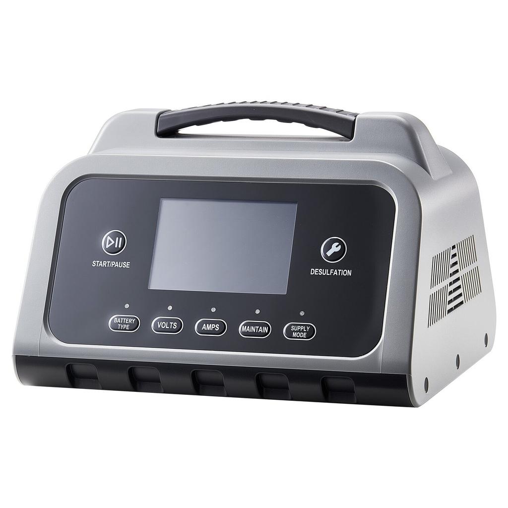 Smart Battery Charger, 30A, 6V 12V 24V LiFePO4 Lead-Acid (Gel/AGM) Lithium Car Battery Charger, with LCD Display, Trickle Charging Maintainer