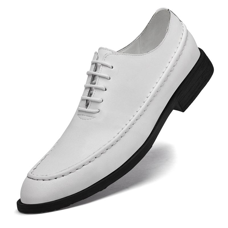 

Модная деловая мужская кожаная обувь Удобный и минималистичный стиль Работа офис и досуг вечеринка Черно-белая Обувь на плоской подошве роскошь 41 белый