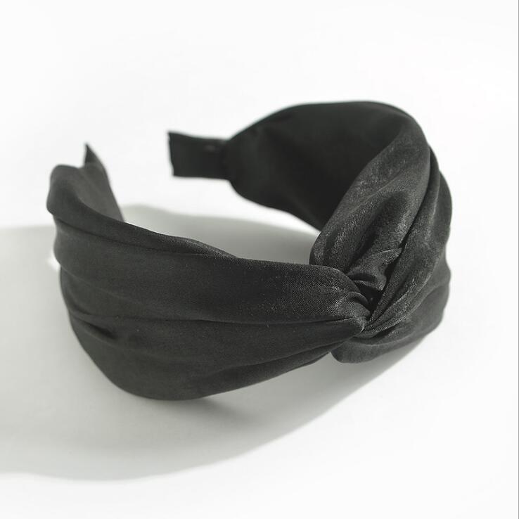 Nieuwe Mode Dames Haarband Brede Kant Effen Hoofdband Casual Tulband Herfst Volwassen Hoofddeksels Haaraccessoires black