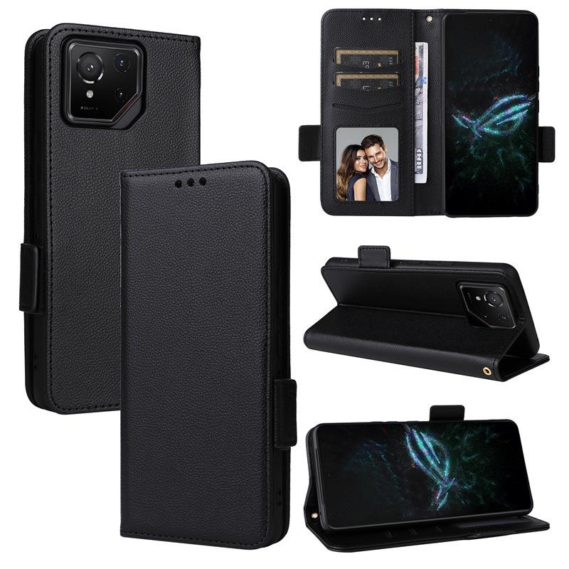 

Чехлы-книжки для Asus ROG Phone 9/ROG Phone 9 Pro Кожаный чехол [Flip Vintage Leather] Ударопрочный прочный ретро защитный чехол чёрный