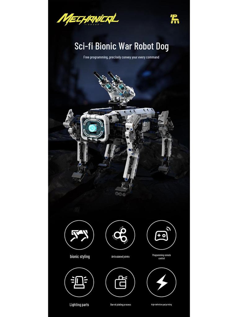 Tuo Mu T1109 Sci-Fi Bionic Mechanical Dog: Educational Remote Control Toy for Programming and Building - Ideal for Kids.