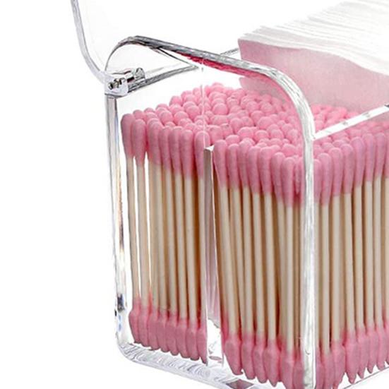 Transparent Swab Box Stylish 3-Grid Acrylic Cotton Swab Holder with Lid Keep Neat Dustproof Storage Solution for Q-tips And Jewelry