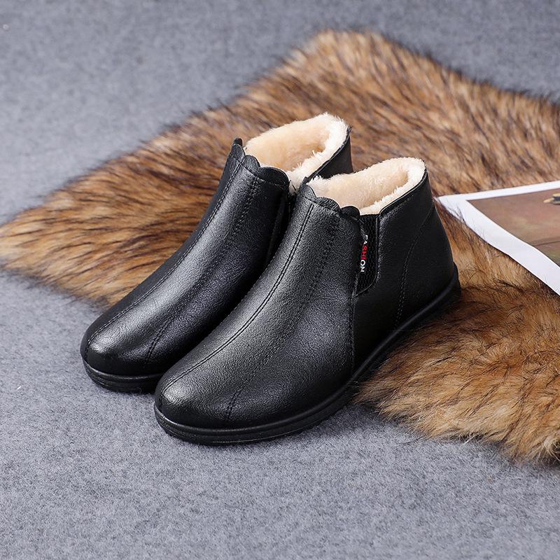 

2023 Winter Warm Plush Cotton Ankle Boots for Middle-Aged & Elderly – Flat Heel Snow & Labor Protection Shoes 40 чорний