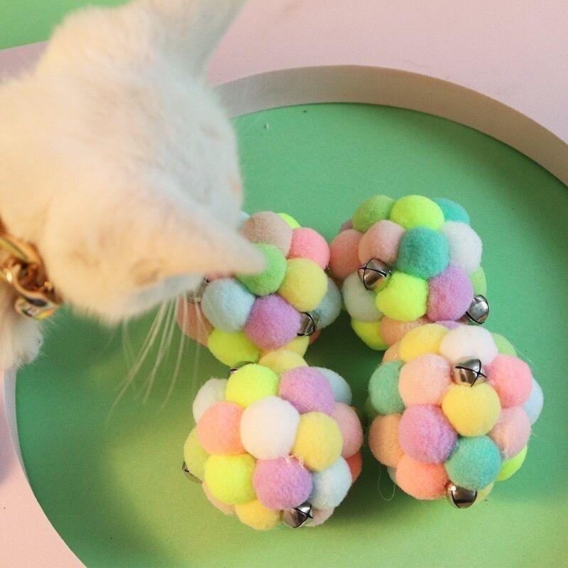 

Игрушка для кошек, плюшевый звуковой шар, Радужный шар с колокольчиком, товары для домашних животных, игрушки для кошек, интерактивная игра, игрушка для ловли кошек, плюшевые вещи для кошек