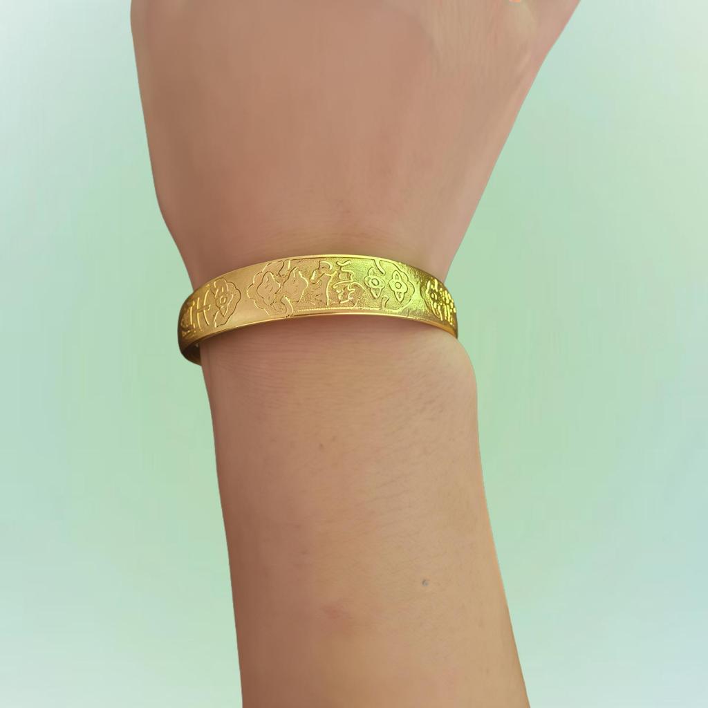 Retro Ethnic Style Open Lucky 'Fu' Character Bangle Bracelet