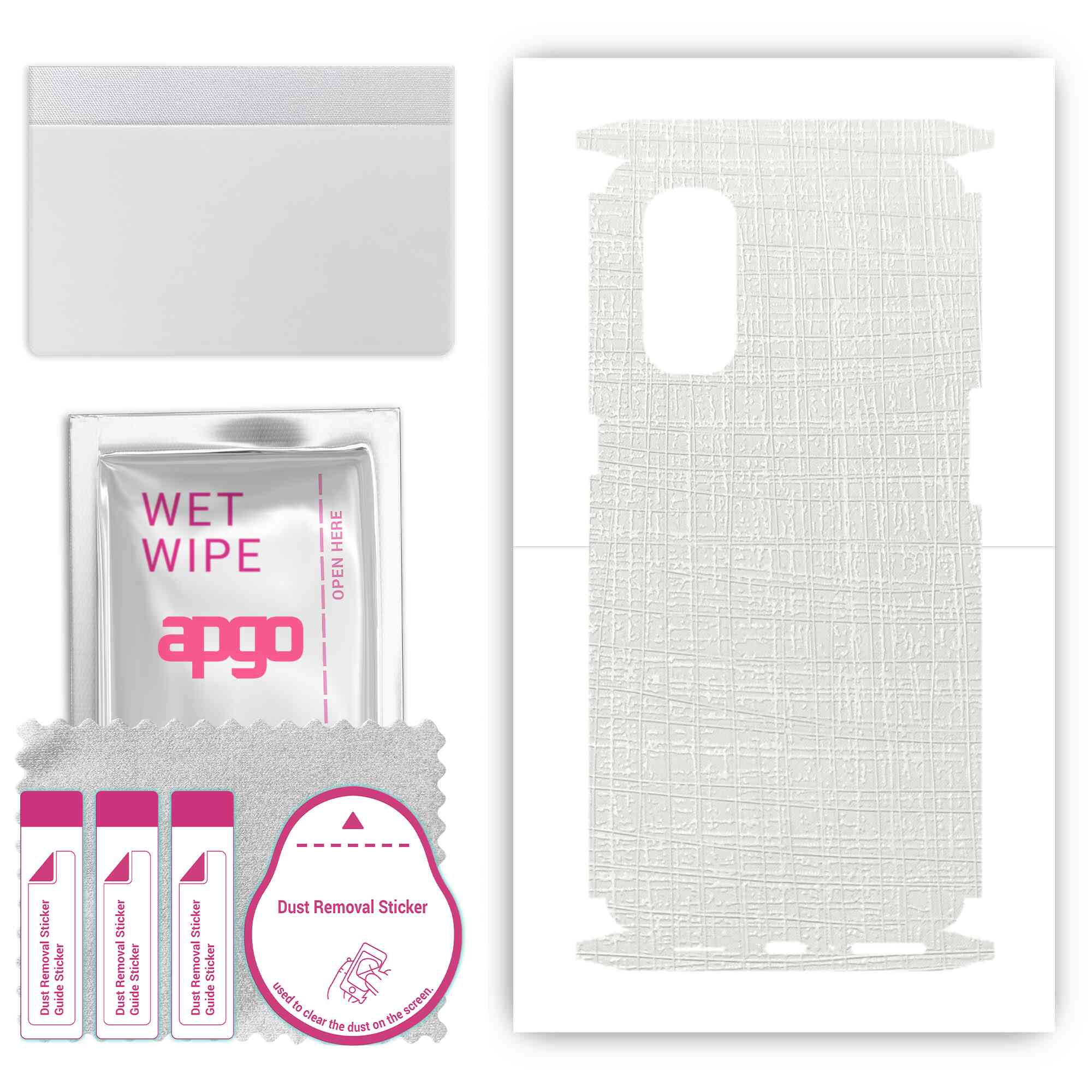 

apgo Protective Skin Sticker for the back+sides compatible with Oppo Reno4 Pro 5G, Full Wrap Film, Foil, Vinyl - Pattern White Fabric