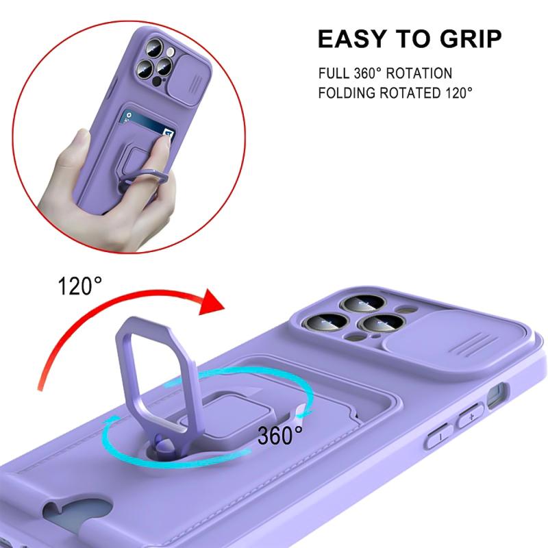 Slide Camera Protection Cover For iPhone 17 16 Pro Max Air 11 13 12 Mini 14 15 Plus Card Slot Magnetic Ring Bracket Phone Cases