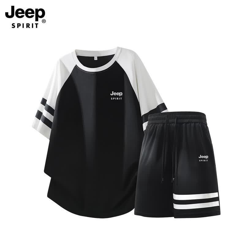 JEEP SPIRIT Men s Summer Casual Short-Sleeve Shorts Set M