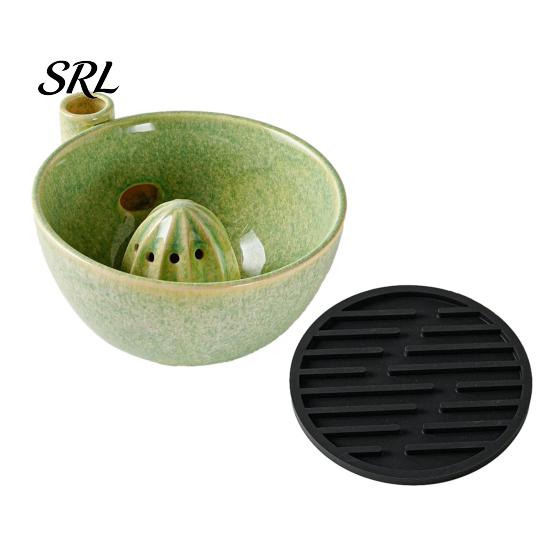 Multifunktionale Schüssel für Lebensmittelzubereitung Berry Swirl mit Abtropfvorrichtung und Silikonpad, Keramik Retro Ofen Leicht zu reinigen Spülmaschinenfest Gebrannter Sieb, Kompaktes Sieb