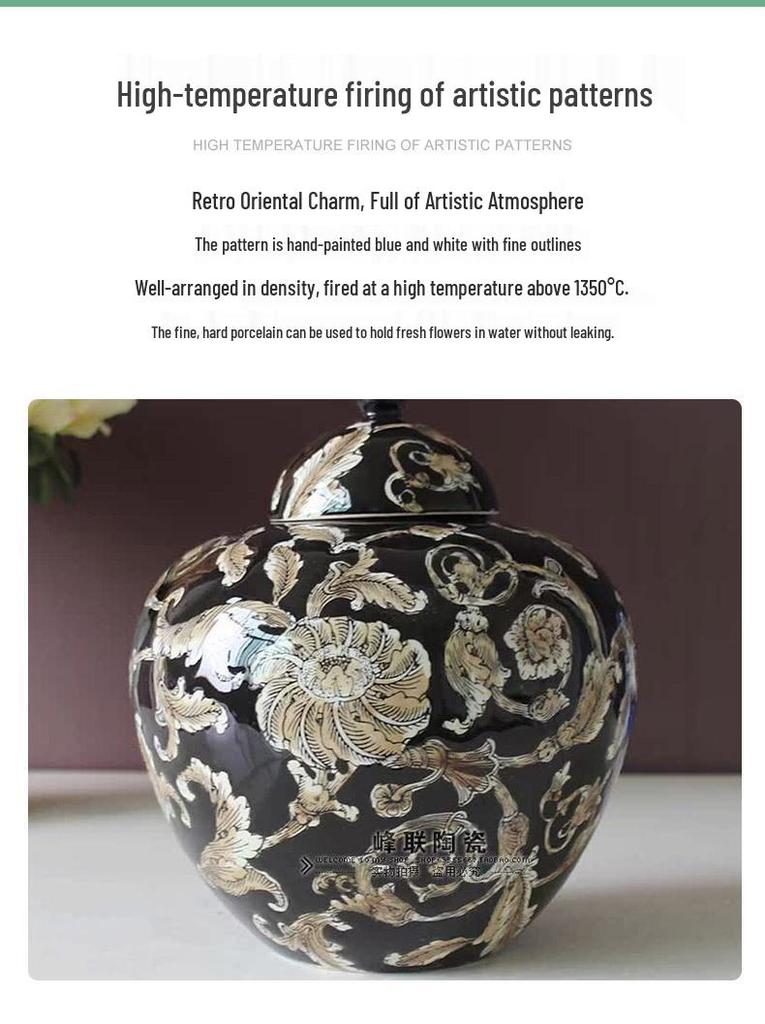 European Style Hand-Painted Ceramic Storage Jar for Living Room Décor