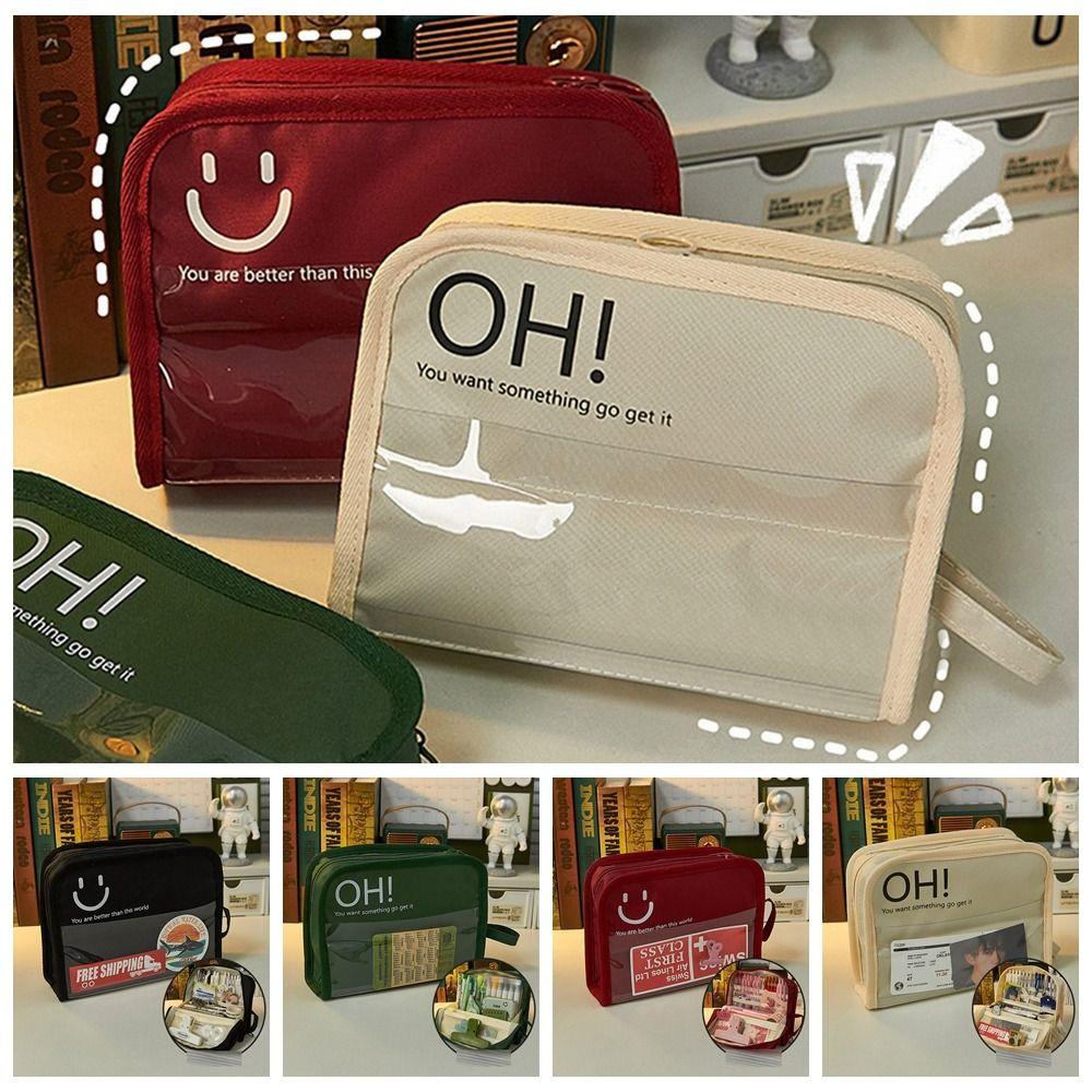 

Stationery Holder Canvas Stationery Bag Desktop Storage Square Pencil Pouch Children