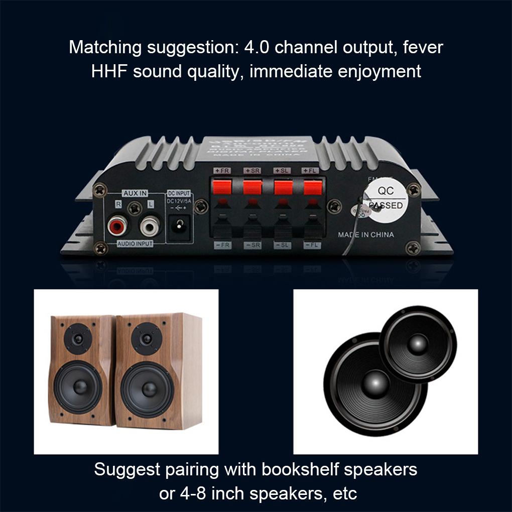 HiFi zesilovač zvuku Digitální 4kanálový zesilovač zvuku Bluetooth Karaoke přehrávač Podpora rádia FM Dálkové ovládání