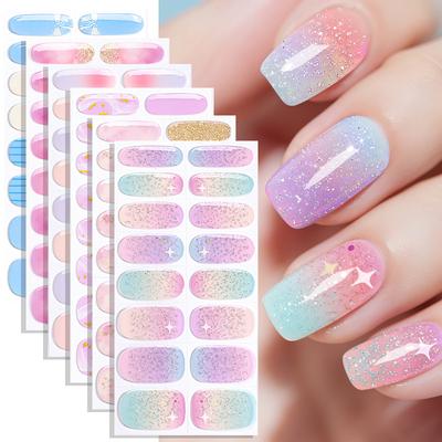 New Gradient, No-bake Gel Nail Stickers, DIY French Glitter UV Nail Stickers