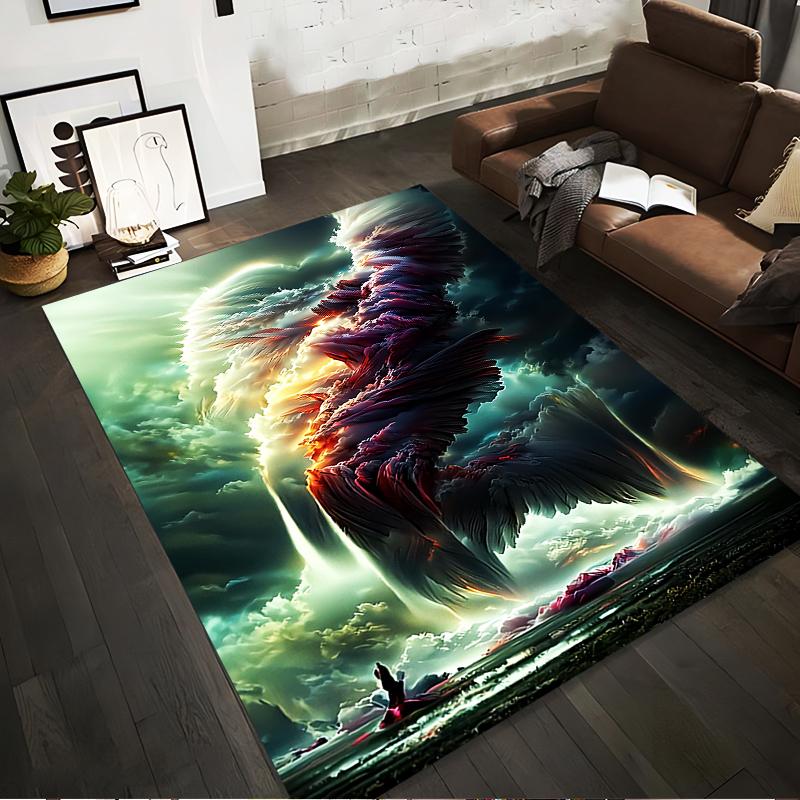

Fantasy Winged Entity Clouds Artwork Carpet, Colorful Epic Design Suitable for use as an anti-slip for living room bedroom sofas 40x60cm( 15x23in )