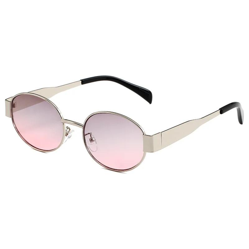 New Oval Sunglasses for Women Men Trendy Metal Frame Sun Glasses Classic Shades Lentes De Sol Mujer